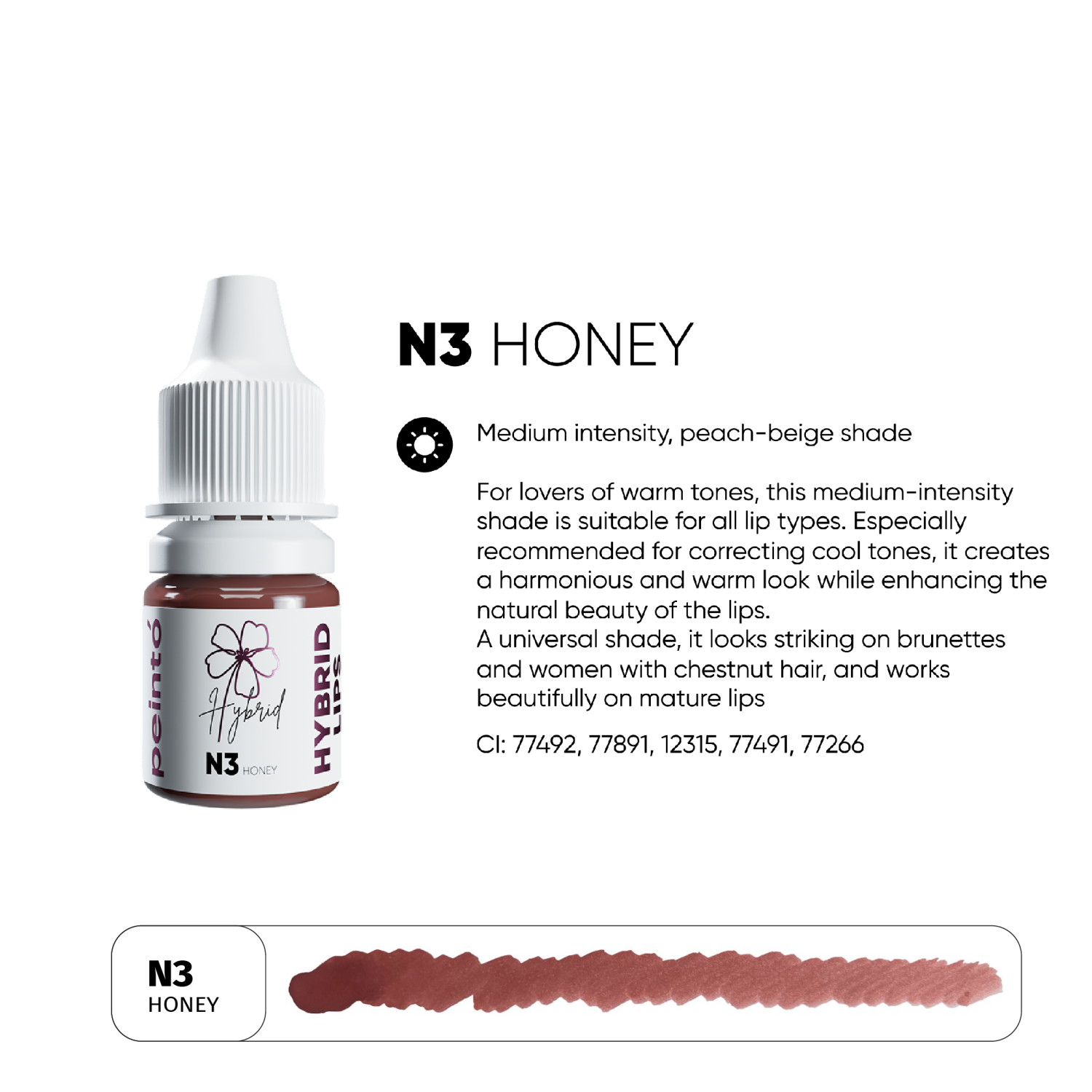 PEINTO ტუჩის პიგმენტები N3 Honey